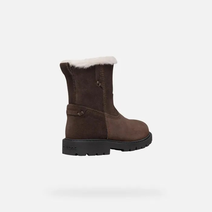 Kids Geox Ankle Boots SHAYLAX GIRL Chestnut Mid Calf Boots Chestnut
