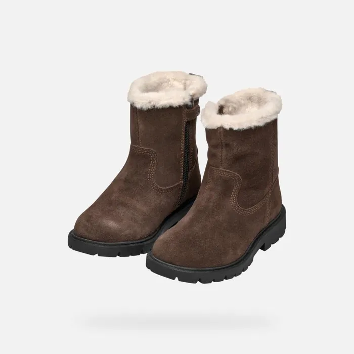 Kids Geox Ankle Boots SHAYLAX GIRL Chestnut Mid Calf Boots Chestnut