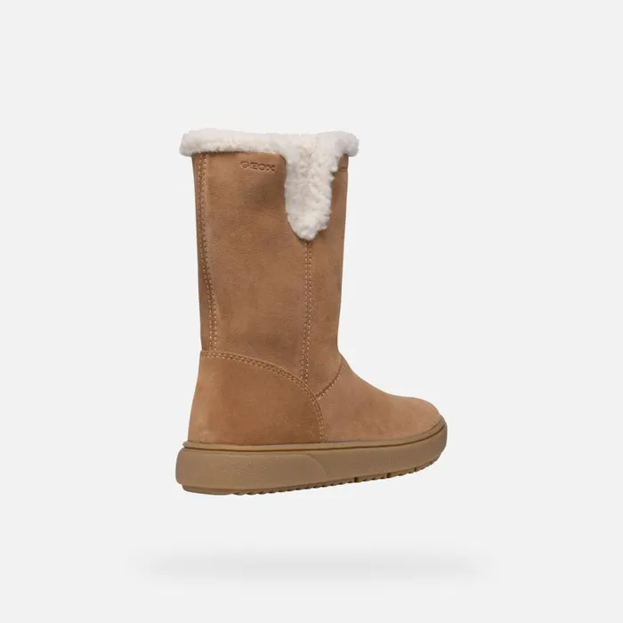 Kids Geox Ankle Boots THELEVEN GIRL Whisky Mid Calf Boots Whisky