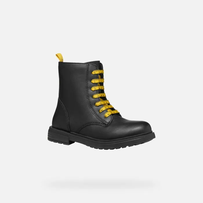 Kids Geox Boots ECLAIR GIRL BlackYellow Combat Boots Blackyellow