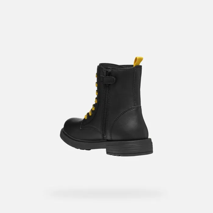 Kids Geox Boots ECLAIR GIRL BlackYellow Combat Boots Blackyellow