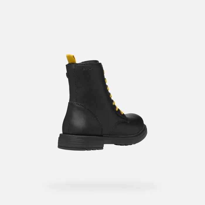 Kids Geox Boots ECLAIR GIRL BlackYellow Combat Boots Blackyellow