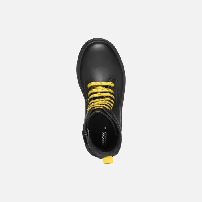 Kids Geox Boots ECLAIR GIRL BlackYellow Combat Boots Blackyellow