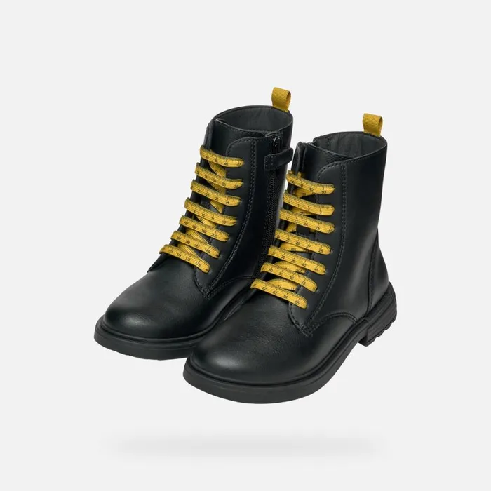 Kids Geox Boots ECLAIR GIRL BlackYellow Combat Boots Blackyellow