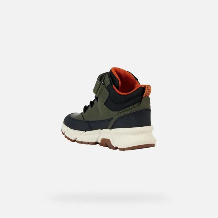 Kids Geox Boots FLEXYPER PLUS Waterproof Boots Khaki Junior Boy Geox Militaryorange