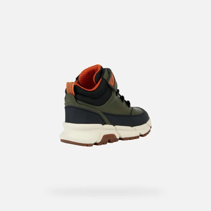 Kids Geox Boots FLEXYPER PLUS Waterproof Boots Khaki Junior Boy Geox Militaryorange
