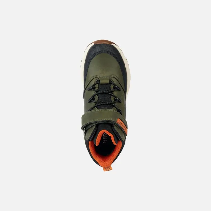Kids Geox Boots FLEXYPER PLUS Waterproof Boots Khaki Junior Boy Geox Militaryorange