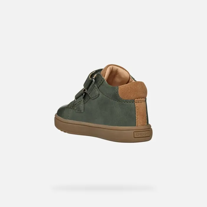 Kids Geox First Steps BIGLIA BABY Dark Green Sneakers With Straps Dark Green