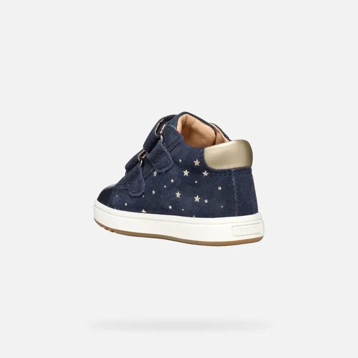 Kids Geox First Steps BIGLIA BABY GIRL Dark NavyPlatinum Sneakers With Straps Dark Navyplatinum