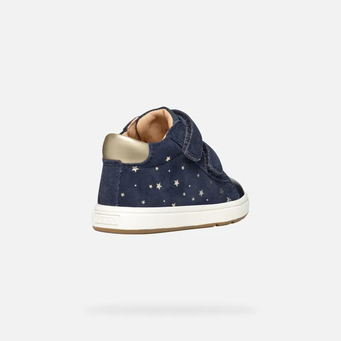 Kids Geox First Steps BIGLIA BABY GIRL Dark NavyPlatinum Sneakers With Straps Dark Navyplatinum
