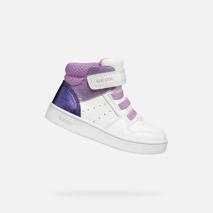 Kids Geox Sneakers ECLYPER BABY WhiteLavender High Top Sneakers Whitelavender