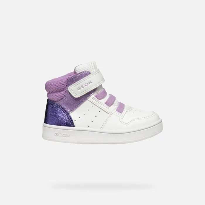 Kids Geox Sneakers ECLYPER BABY WhiteLavender High Top Sneakers Whitelavender