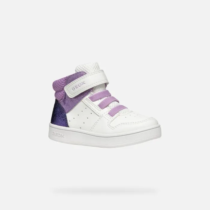 Kids Geox Sneakers ECLYPER BABY WhiteLavender High Top Sneakers Whitelavender