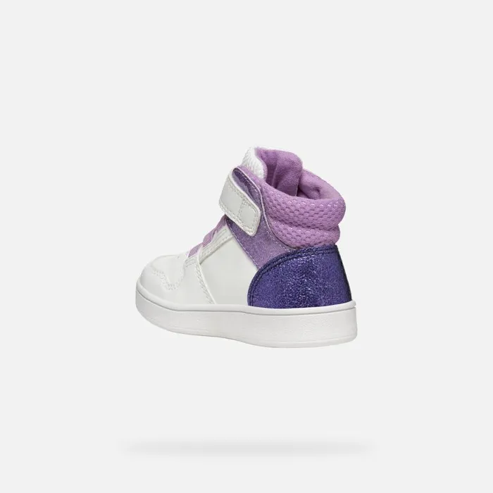 Kids Geox Sneakers ECLYPER BABY WhiteLavender High Top Sneakers Whitelavender