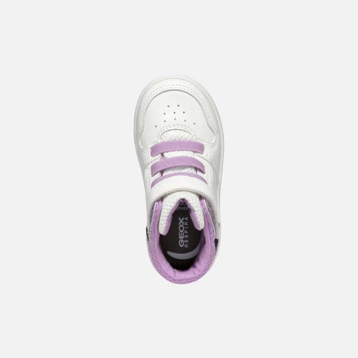Kids Geox Sneakers ECLYPER BABY WhiteLavender High Top Sneakers Whitelavender