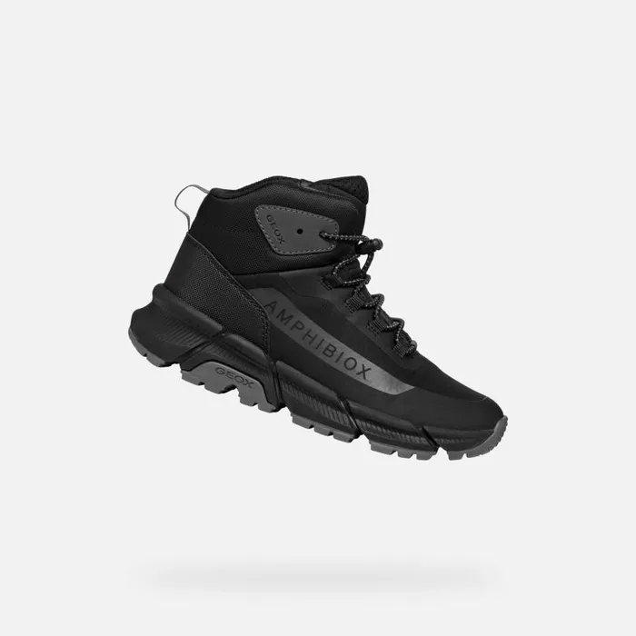 Kids Geox Sneakers FLEXYPER PLUS ABX BOY BlackDark Grey High Top Sneakers Blackdark Grey