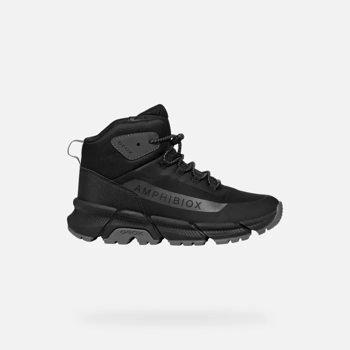 Kids Geox Sneakers FLEXYPER PLUS ABX BOY BlackDark Grey High Top Sneakers Blackdark Grey