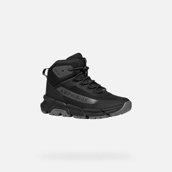 Kids Geox Sneakers FLEXYPER PLUS ABX BOY BlackDark Grey High Top Sneakers Blackdark Grey