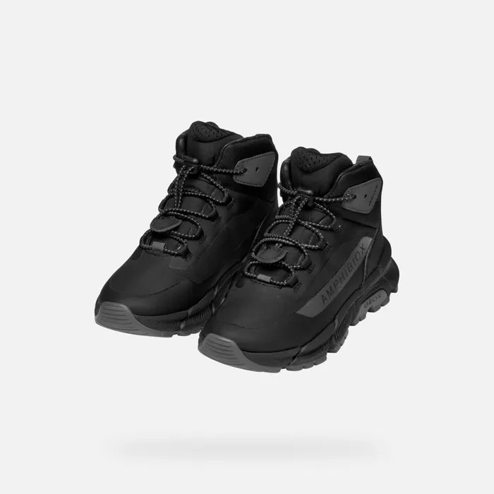 Kids Geox Sneakers FLEXYPER PLUS ABX BOY BlackDark Grey High Top Sneakers Blackdark Grey