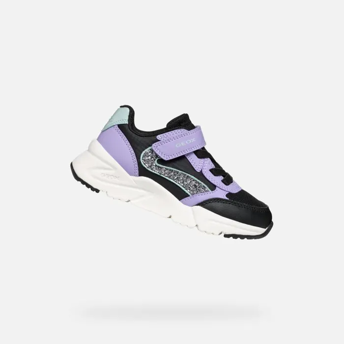 Kids Geox Sneakers LOFTUS GIRL BlackLavender Low Top Sneakers Blacklavender