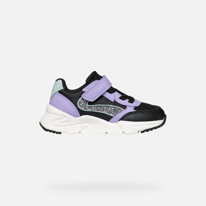 Kids Geox Sneakers LOFTUS GIRL BlackLavender Low Top Sneakers Blacklavender