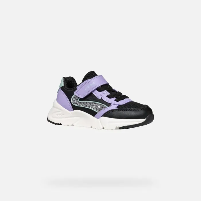 Kids Geox Sneakers LOFTUS GIRL BlackLavender Low Top Sneakers Blacklavender