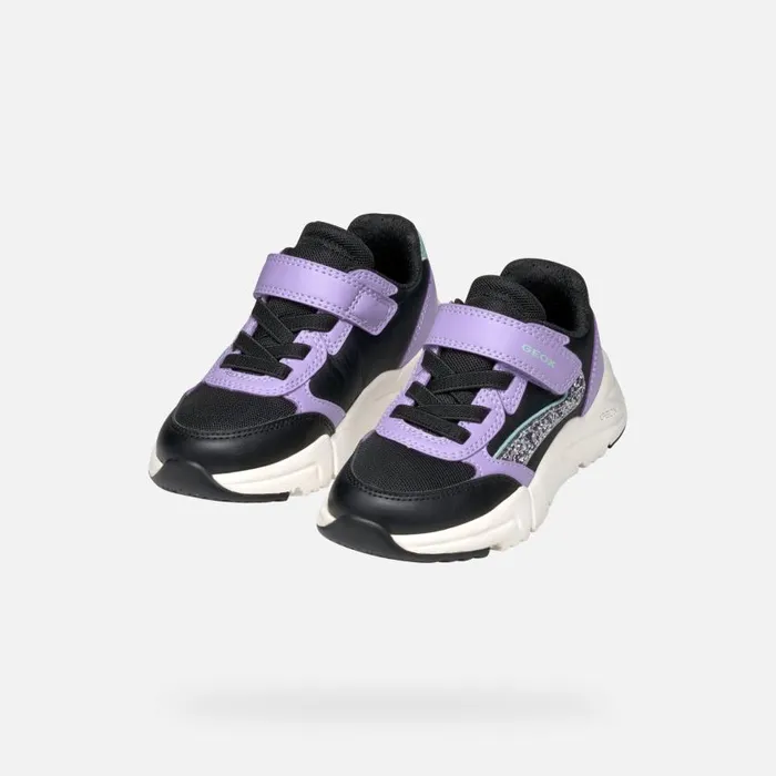 Kids Geox Sneakers LOFTUS GIRL BlackLavender Low Top Sneakers Blacklavender
