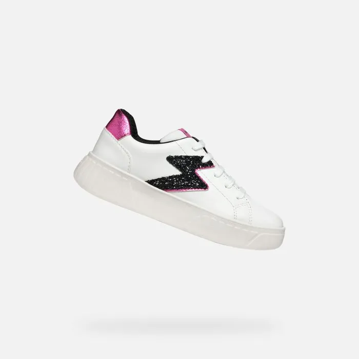 Kids Geox Sneakers MIKIROSHI GIRL WhiteDark Fuchsia Low Top Sneakers Whitedark Fuchsia