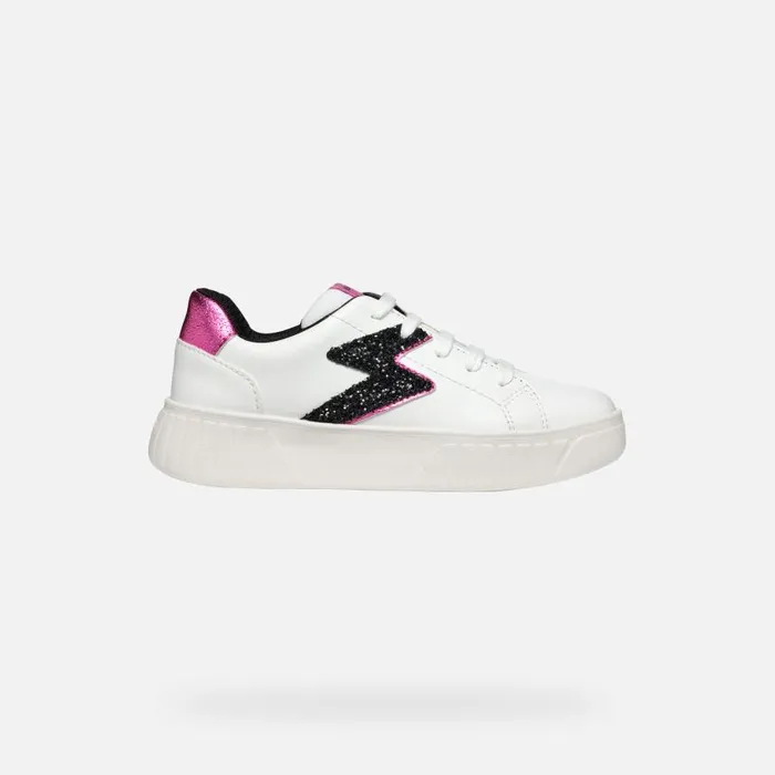 Kids Geox Sneakers MIKIROSHI GIRL WhiteDark Fuchsia Low Top Sneakers Whitedark Fuchsia
