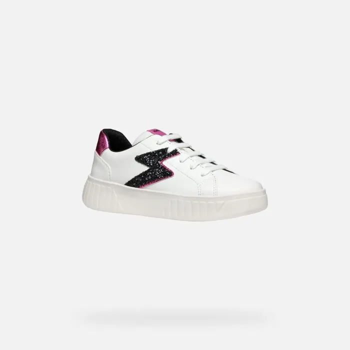 Kids Geox Sneakers MIKIROSHI GIRL WhiteDark Fuchsia Low Top Sneakers Whitedark Fuchsia