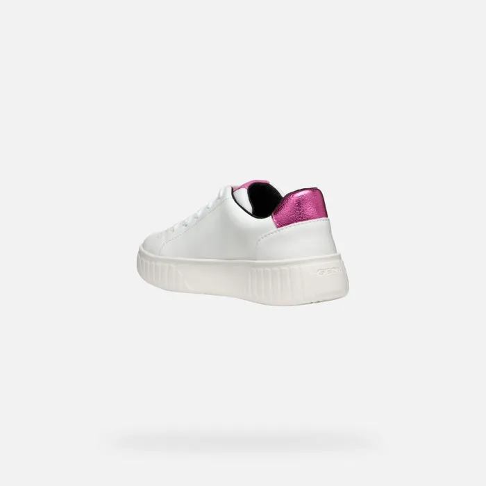 Kids Geox Sneakers MIKIROSHI GIRL WhiteDark Fuchsia Low Top Sneakers Whitedark Fuchsia