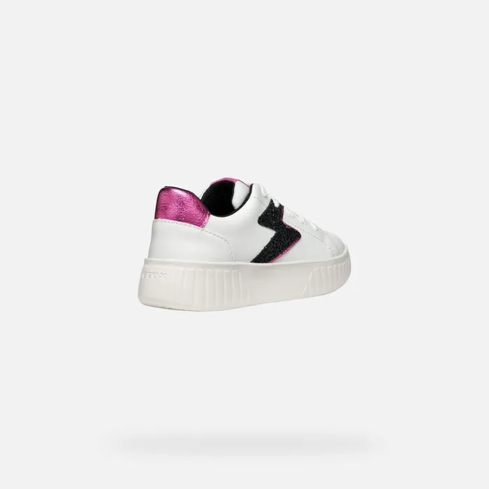 Kids Geox Sneakers MIKIROSHI GIRL WhiteDark Fuchsia Low Top Sneakers Whitedark Fuchsia