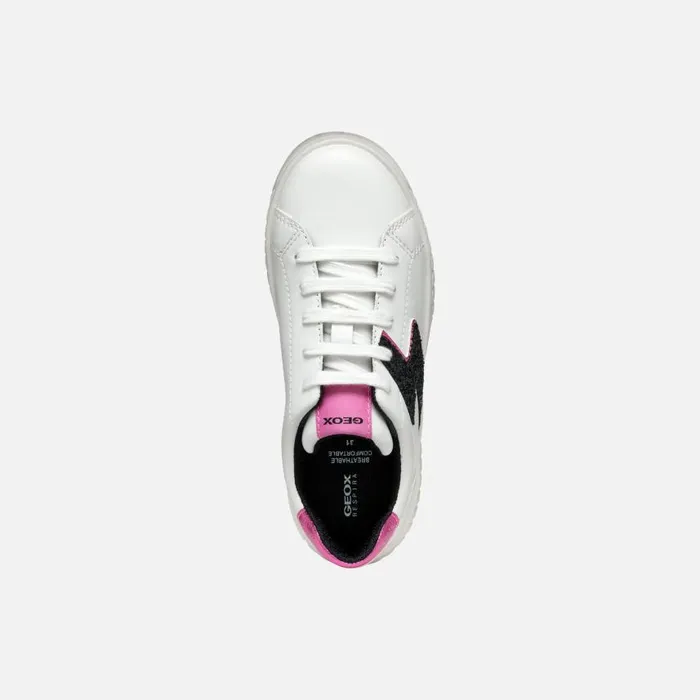 Kids Geox Sneakers MIKIROSHI GIRL WhiteDark Fuchsia Low Top Sneakers Whitedark Fuchsia