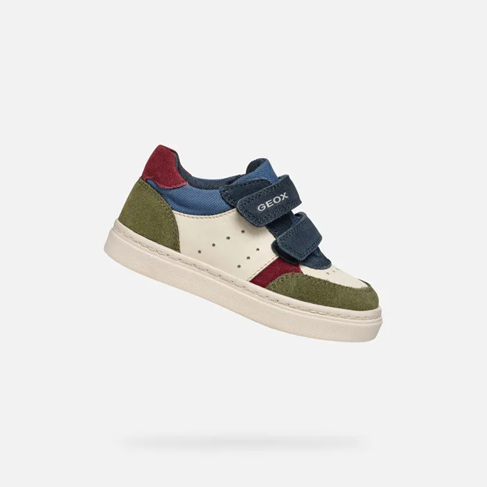 Kids Geox Sneakers NASHIK TODDLER BOY Dark GreenBeige Low Top Sneakers Dark Greenbeige