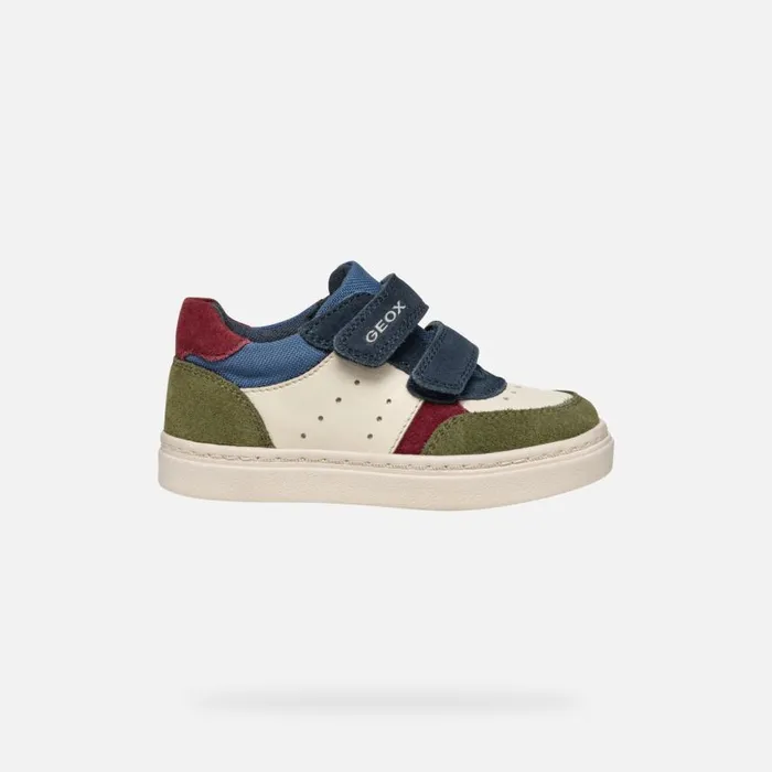Kids Geox Sneakers NASHIK TODDLER BOY Dark GreenBeige Low Top Sneakers Dark Greenbeige
