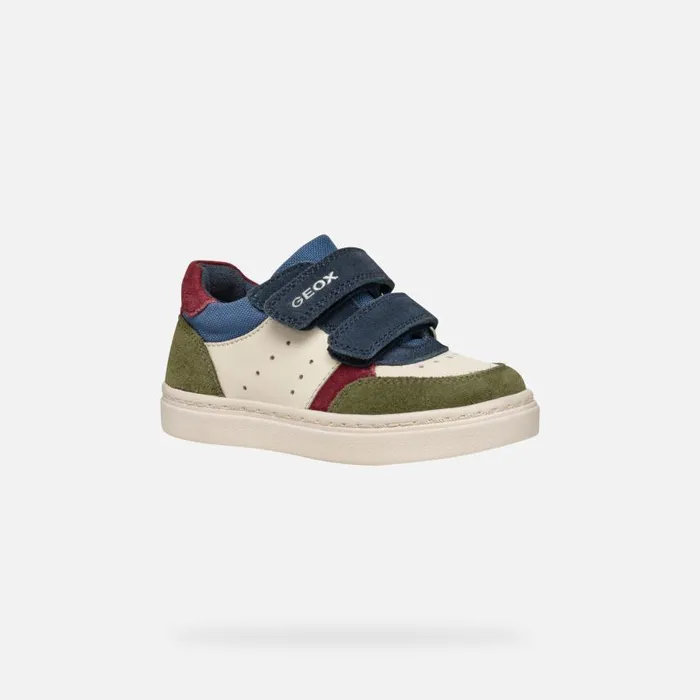 Kids Geox Sneakers NASHIK TODDLER BOY Dark GreenBeige Low Top Sneakers Dark Greenbeige