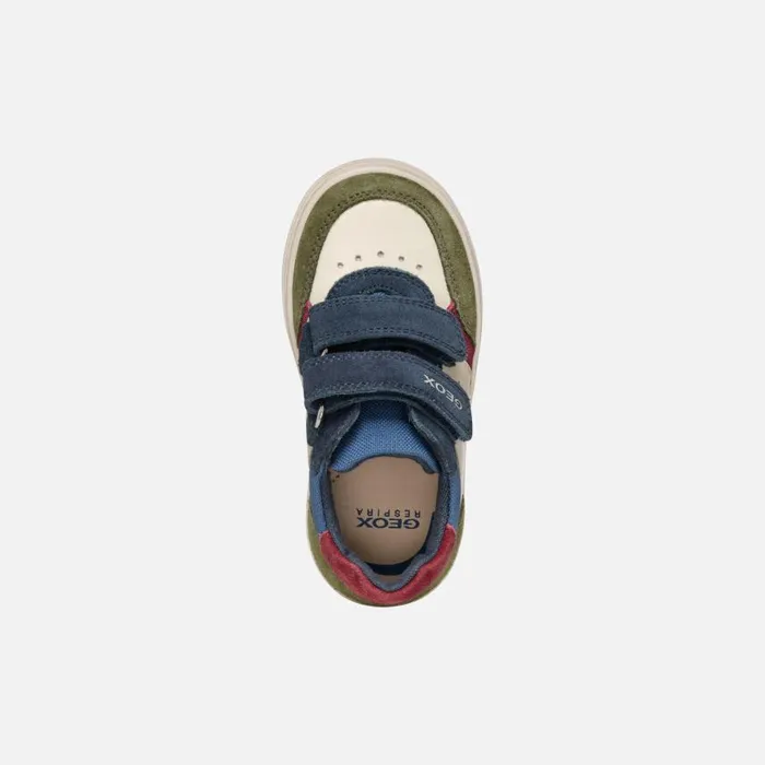 Kids Geox Sneakers NASHIK TODDLER BOY Dark GreenBeige Low Top Sneakers Dark Greenbeige