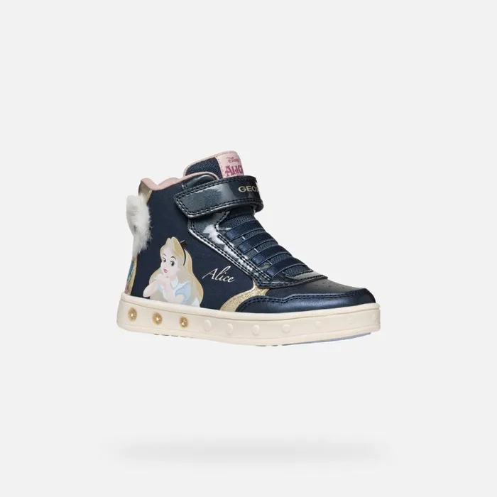Kids Geox Sneakers SKYLIN JUNIOR Dark NavyPlatinum Alice 8211 Disney Dark Navyplatinum
