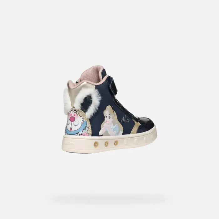Kids Geox Sneakers SKYLIN JUNIOR Dark NavyPlatinum Alice 8211 Disney Dark Navyplatinum