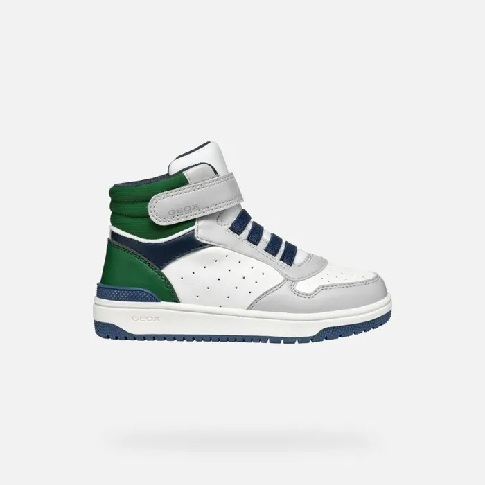 Kids Geox Sneakers WASHIBA JUNIOR Light GreyDark Green High Top Sneakers Light Greydark Green
