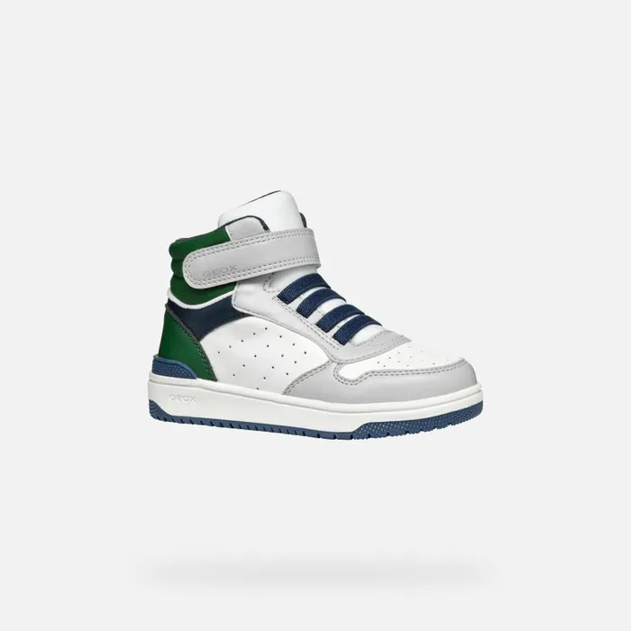 Kids Geox Sneakers WASHIBA JUNIOR Light GreyDark Green High Top Sneakers Light Greydark Green