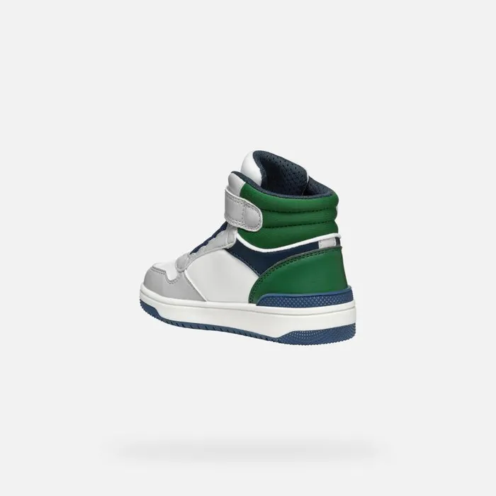 Kids Geox Sneakers WASHIBA JUNIOR Light GreyDark Green High Top Sneakers Light Greydark Green