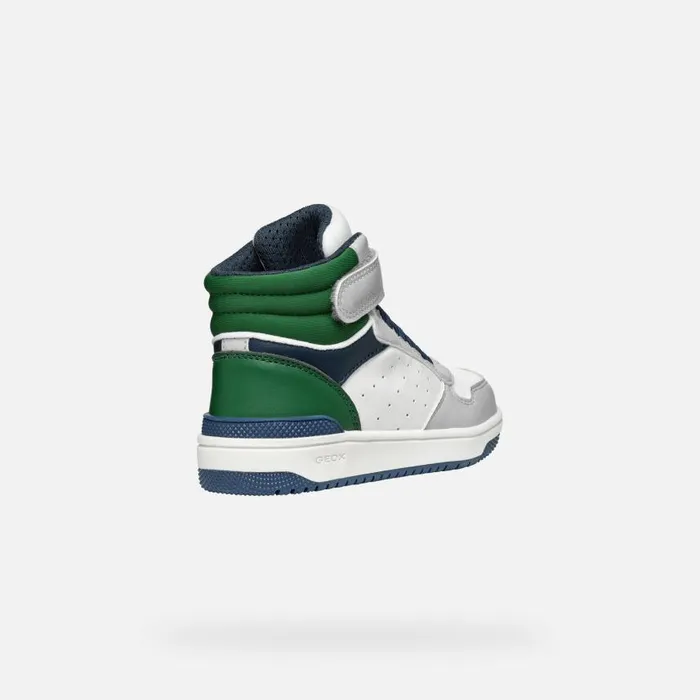 Kids Geox Sneakers WASHIBA JUNIOR Light GreyDark Green High Top Sneakers Light Greydark Green