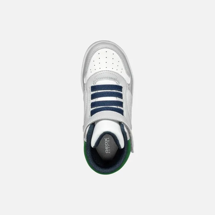 Kids Geox Sneakers WASHIBA JUNIOR Light GreyDark Green High Top Sneakers Light Greydark Green