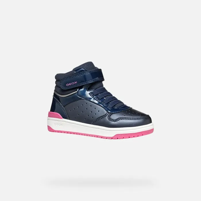 Kids Geox Sneakers WASHIBA JUNIOR Navy High Top Sneakers Navy