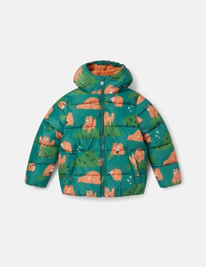 Kids Grizzly Bear Puffer Coat Green Stella McCartney Outerwear