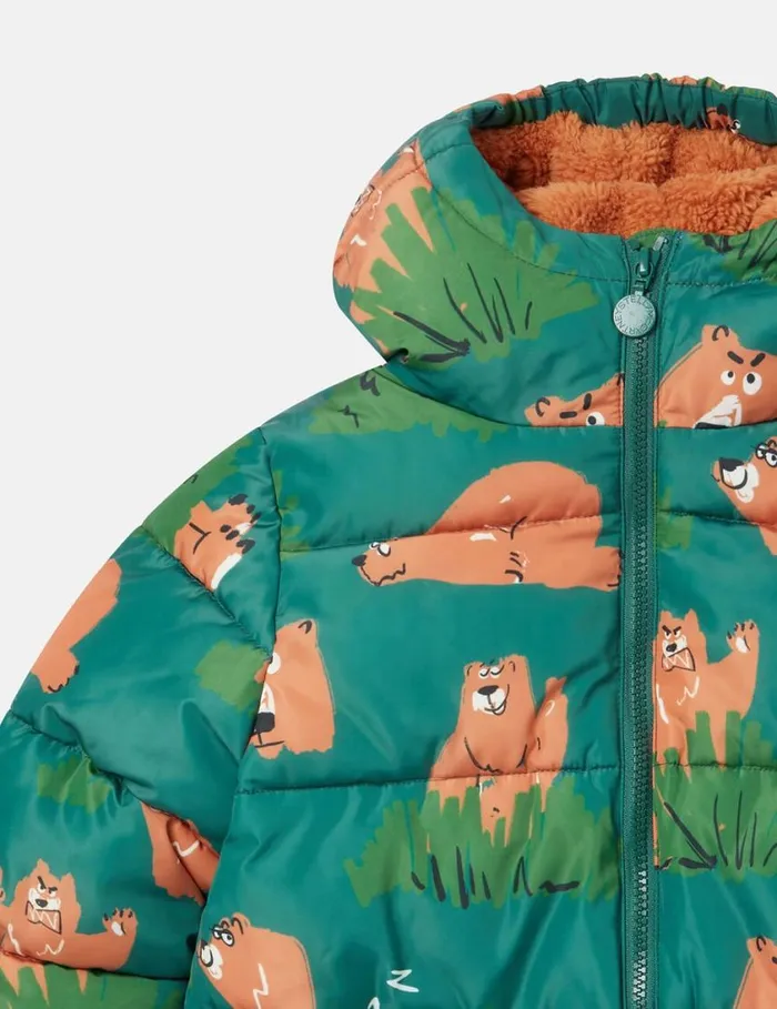 Kids Grizzly Bear Puffer Coat Green Stella McCartney Outerwear Kids Grizzly Bear Puffer Coat Green Stella McCartney Outerwear