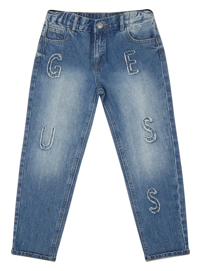 Kids Little Boy GUESS Blue Letters Wash Denim Pants 27