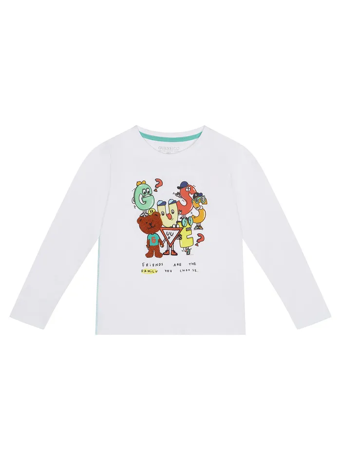 Kids Little Boy GUESS Eco White Support Your Friends Tshirt 27