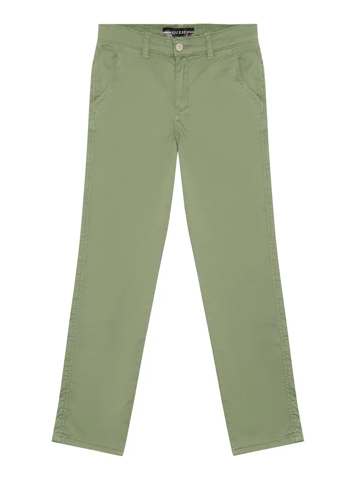 Kids Little Boy GUESS Green Sateen Chino Pants 27